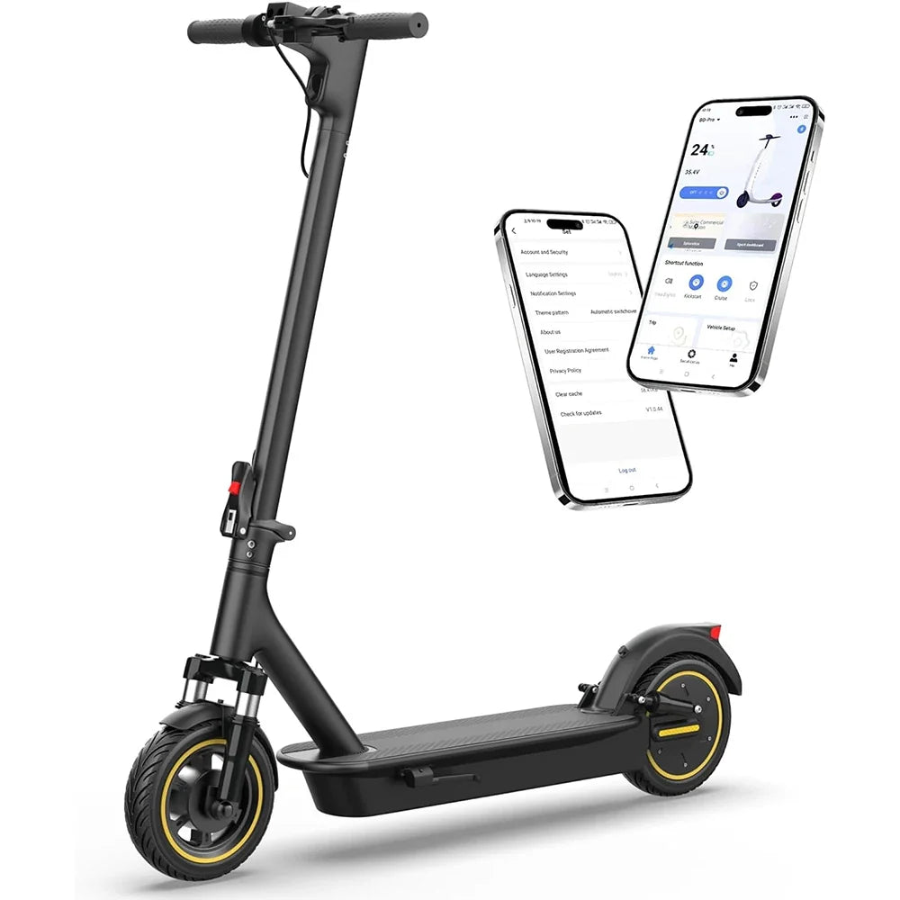 10" Adult Electric Scooter 500W Brushless Motor 22Mph Max Speed 28Miles Max Range Double Suspension & Dual Braking Waterproof Smart App Control for Commuting