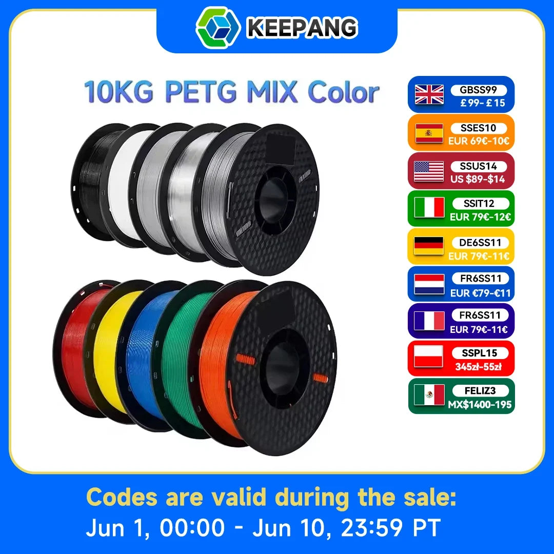 10/5kg PETG Filament For 3D Printer Plastic Material 22LBS 1.75mm Non-Toxic Eco-Friendly PETG 3D Filament Consumables for Ender