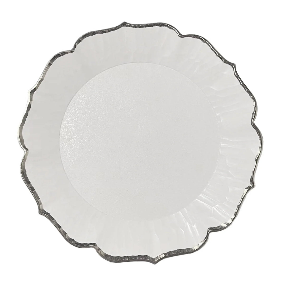 White Flower Ruffled Charger Plates Elegant Tabletop Centerpiece for Wedding Banquet Party Reception Dinner Holiday Table Decor