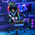 RGB Gaming Chair with Massage and LED Lights Ergonomic High Back Racing Style Reclining Computer Chair with ootrest Lumbar Suppo