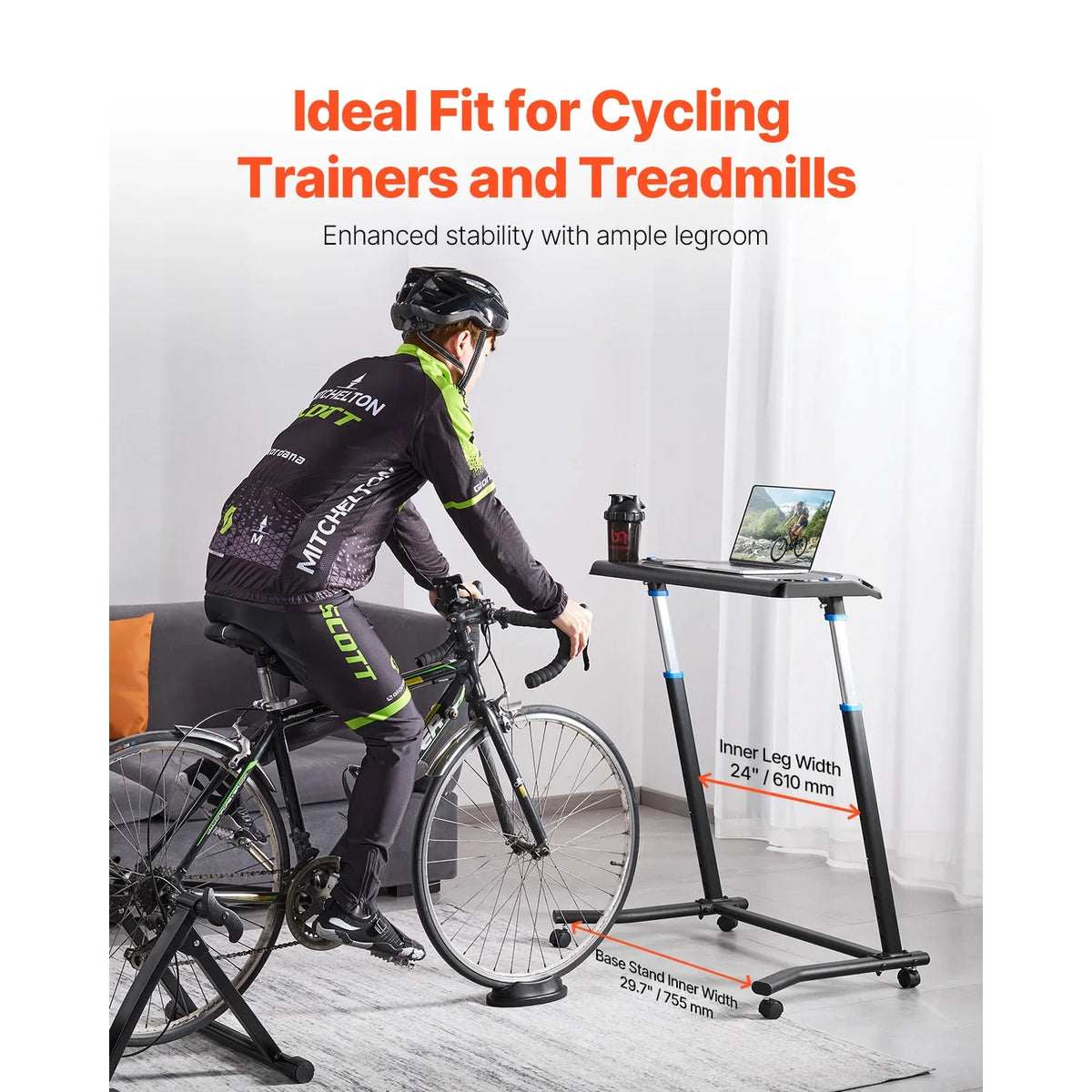 SucceBuy Mobile Cycling Desk for Bike and Treadmill, Adjustable Height
