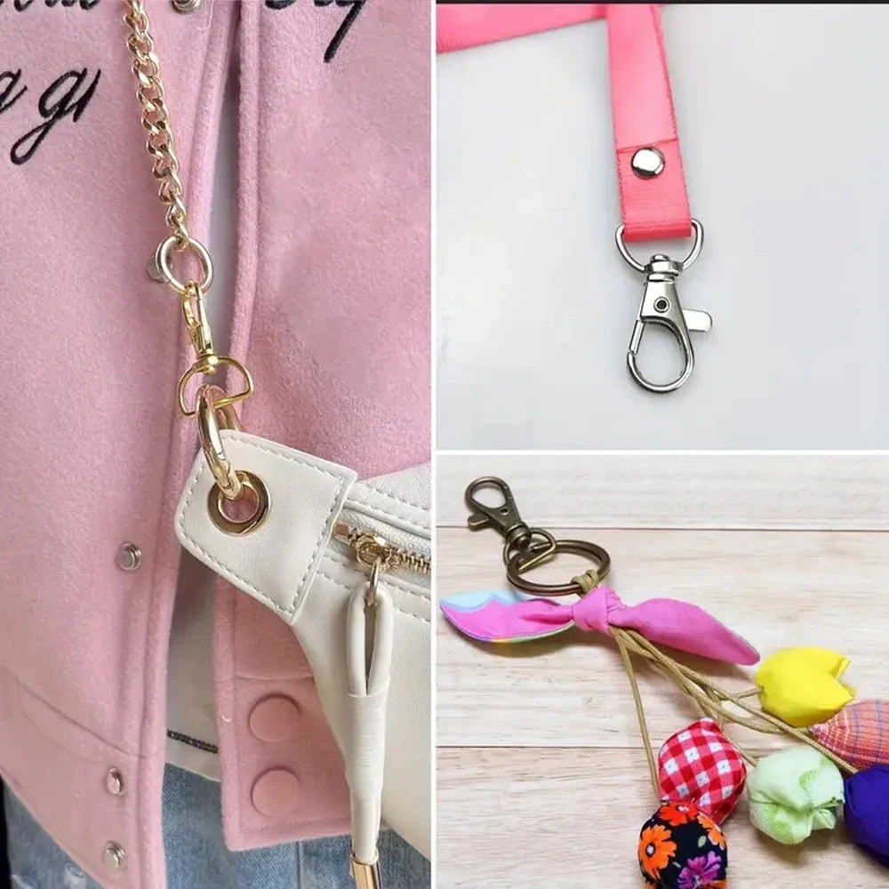 8/15/25/50/80Pcs Swivel Snap Hooks D-Ring KeyChain Clips Lanyard Lobster Claw Clasps Key Ring Making Wallet Hardware DIY Crafts