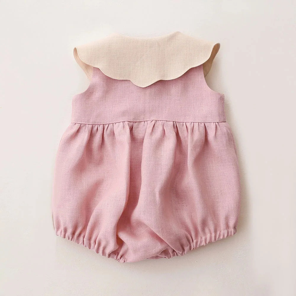 0-2Y Baby Girls Clothes Cotton Linen Sleeveless Infant Girl Rompers Embroidered Summer Birthday Party Photo Shoot Baby Outfit