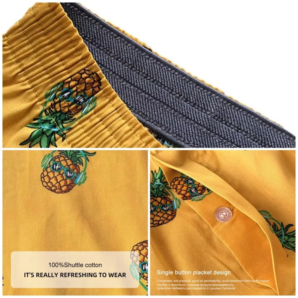 Men's Boxer Shorts Pineapple Lemon Print Panties Cotton Breathable Comfortable Underwear for Men Home Wear Sleepwear Underpants