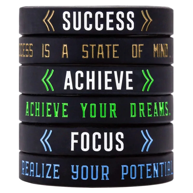1pc/3pcs Motivational Quotes Success Achieve Focus  rubber bracelet silicone wristband