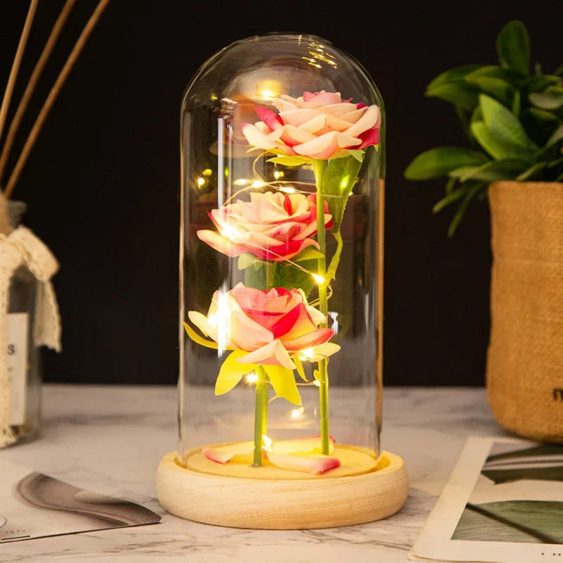 Rose Glass Dome Flower Ornament