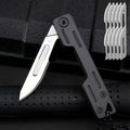 Machinery Stainless Steel Folding Scalpel Medical Folding Knife EDC Outdoor Unpacking Pocket Knife with 10pcs Replaceable Blades