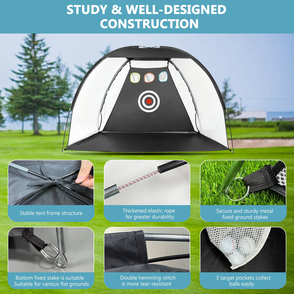 6.6ft×4.6ft Golf Practice Net with Hitting Mat, Home Backyard Driving Chipping Swing Training Aid for Golfers