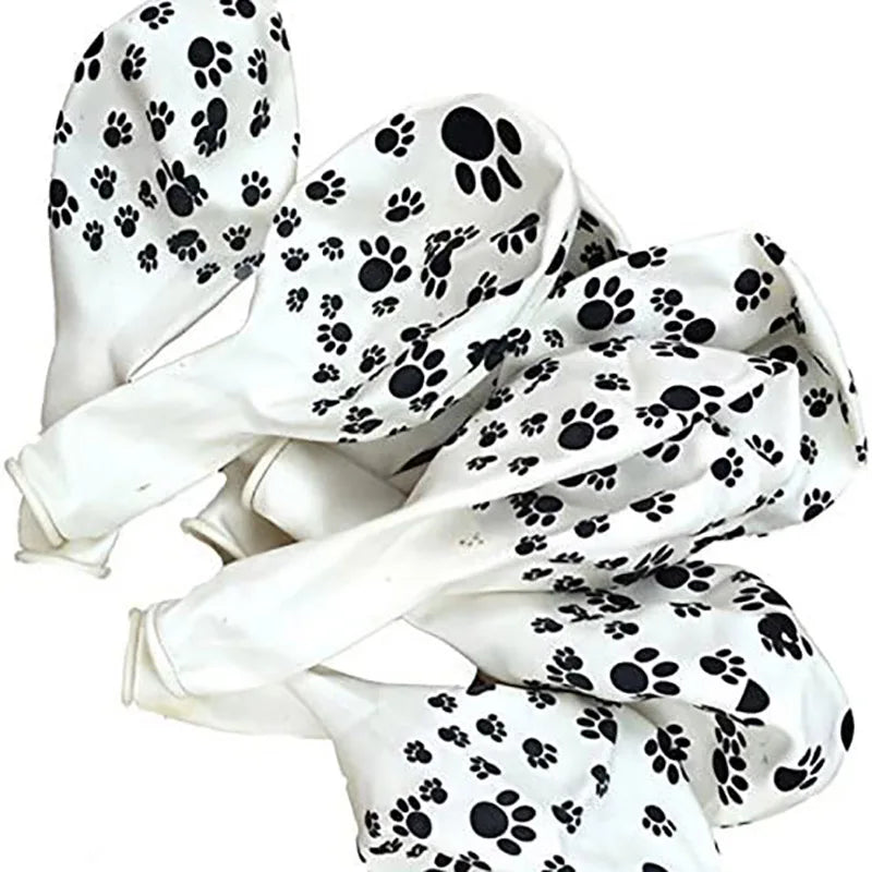 10pcs 12inch Cute Dog Paws Print Balloons White Black Latex Balloon Kids Birthday Gift Baby Shower Party Toys Home Party