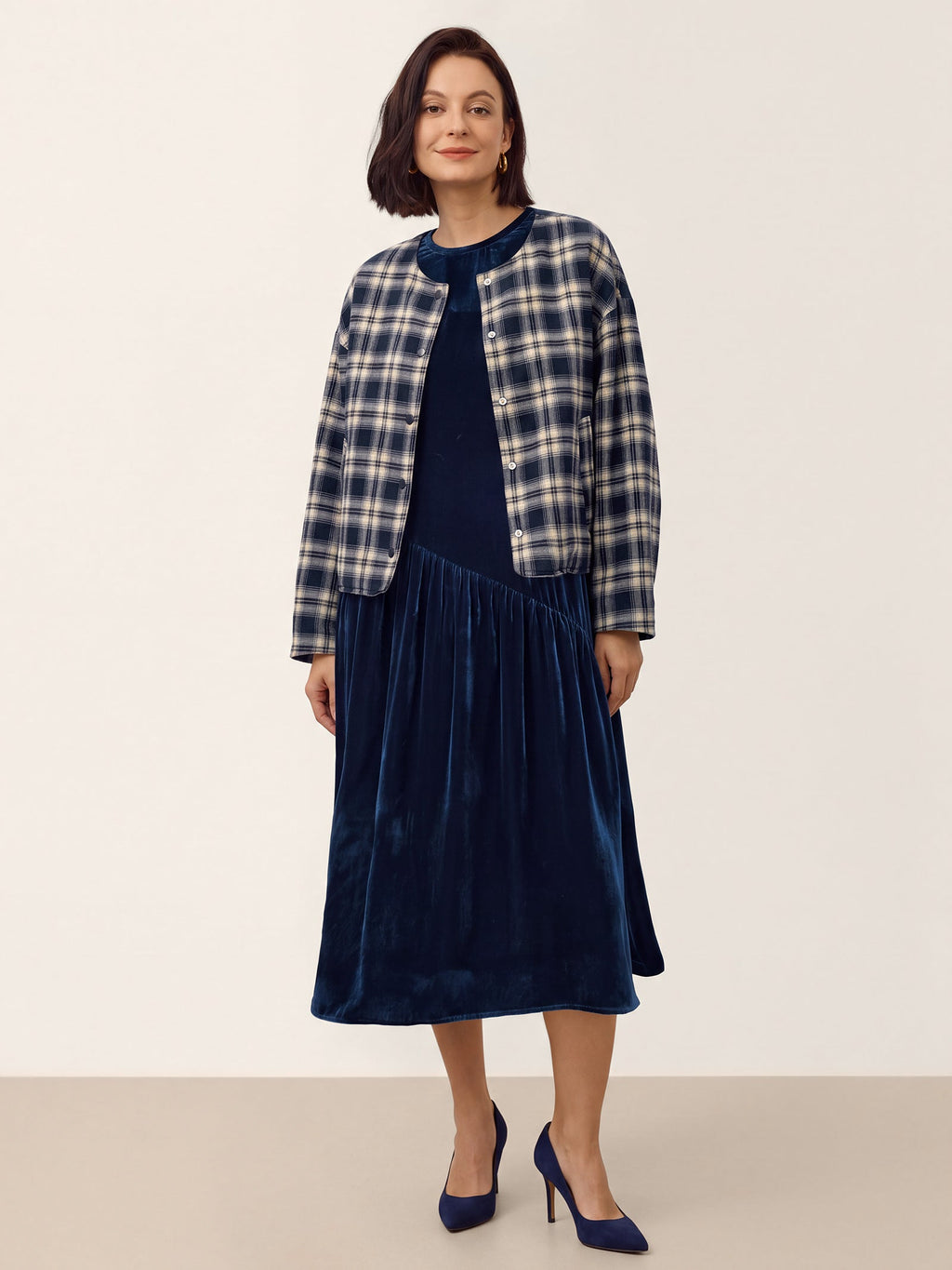 Tencel Linen Reversible Crew Neck Casual Jacket CHLOE
