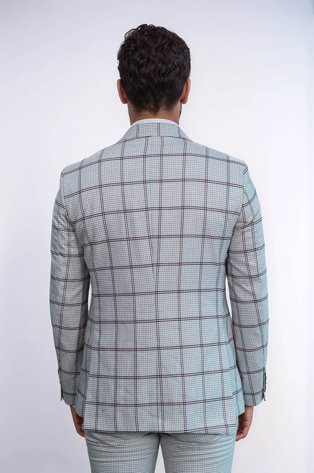 Checked Patterned Vested Light Grey Men Suit - Wessi