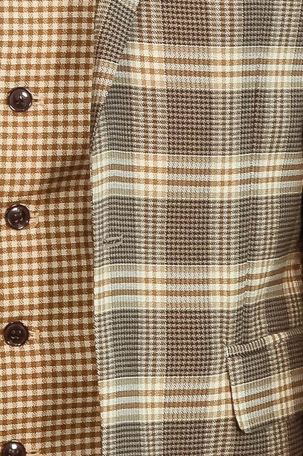 Slim Fit Patterned Checked Light Brown Men Suit - Wessi
