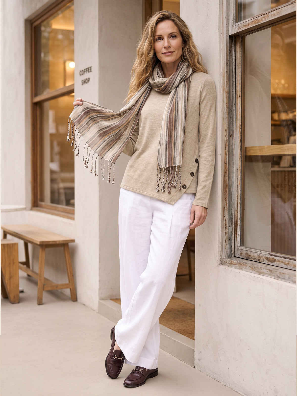 Textured Linen Lightweight Wrap Scarf