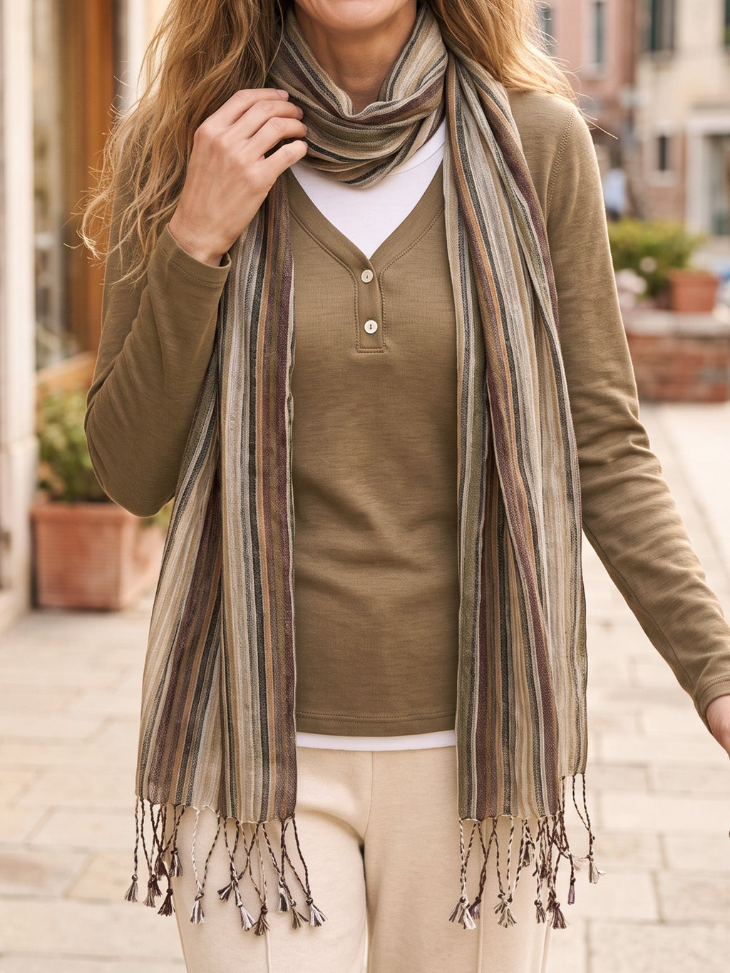 Textured Linen Lightweight Wrap Scarf