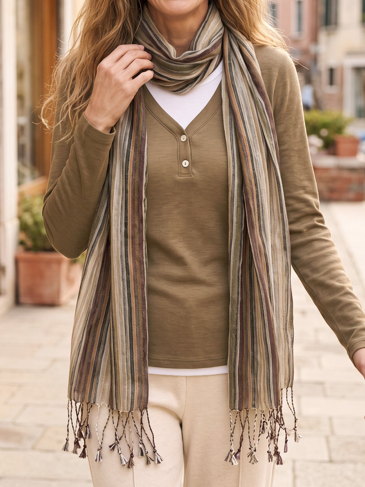 Textured Linen Lightweight Wrap Scarf