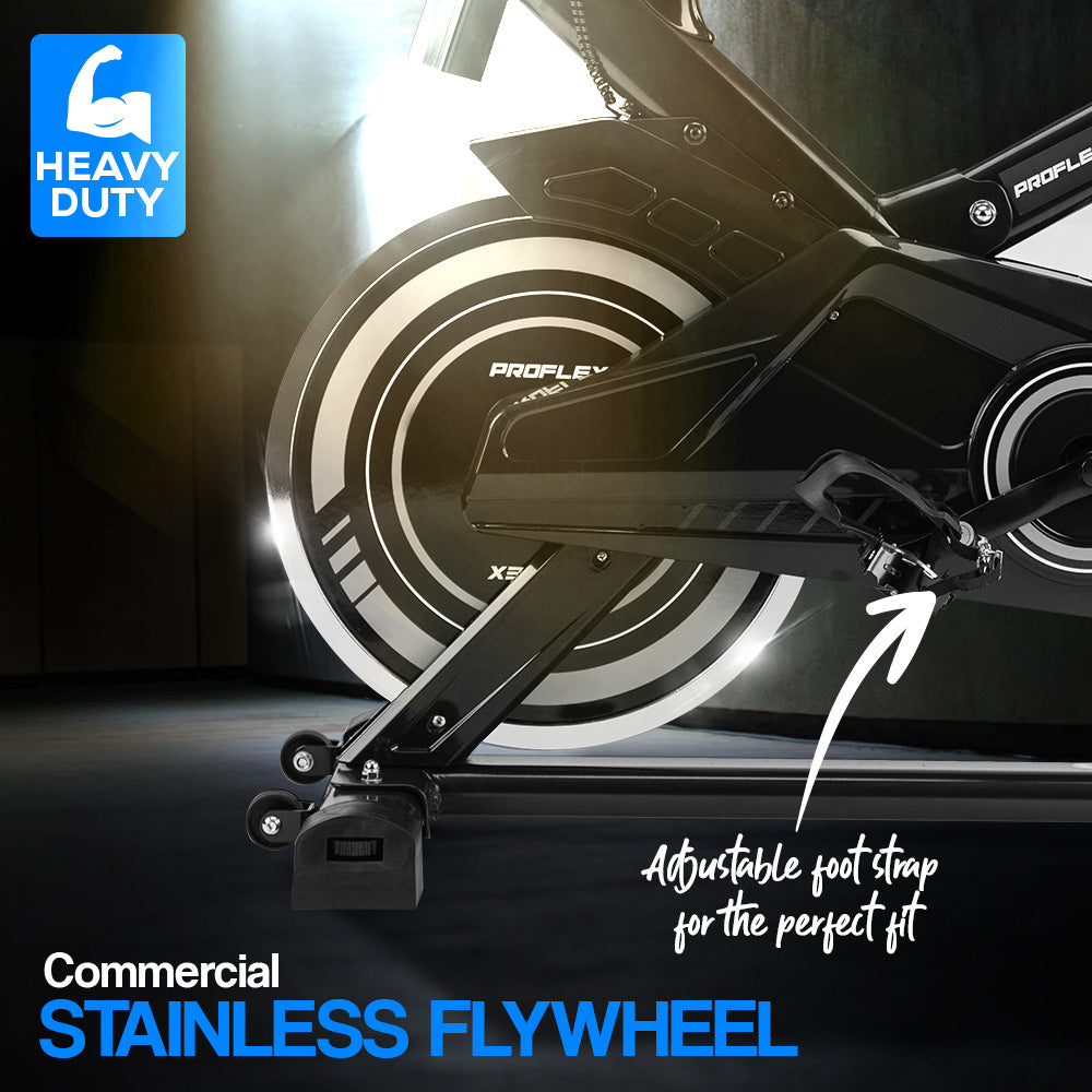 NNEDSZ Spin Bike - Flywheel Commercial Gym Exercise Home Workout Grey