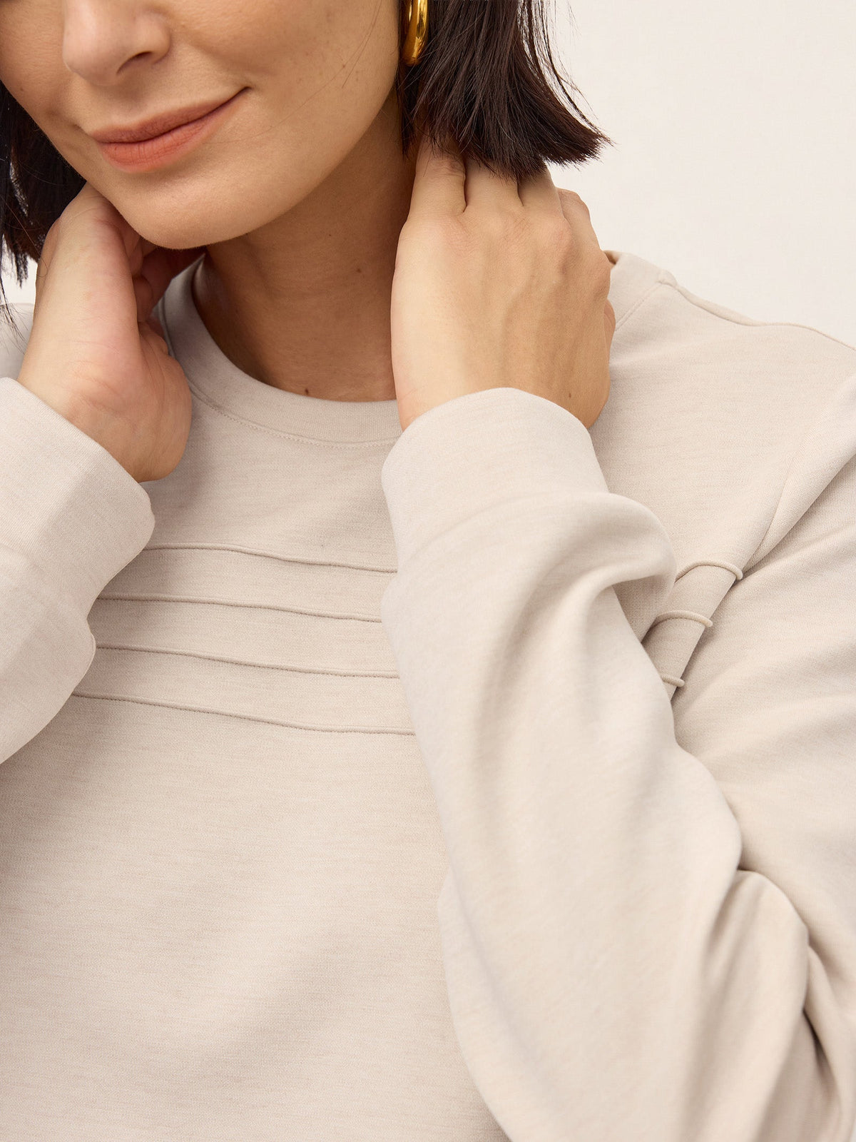 Lyocell Wool Accordion Pleat Long Sleeve Top ORABEL