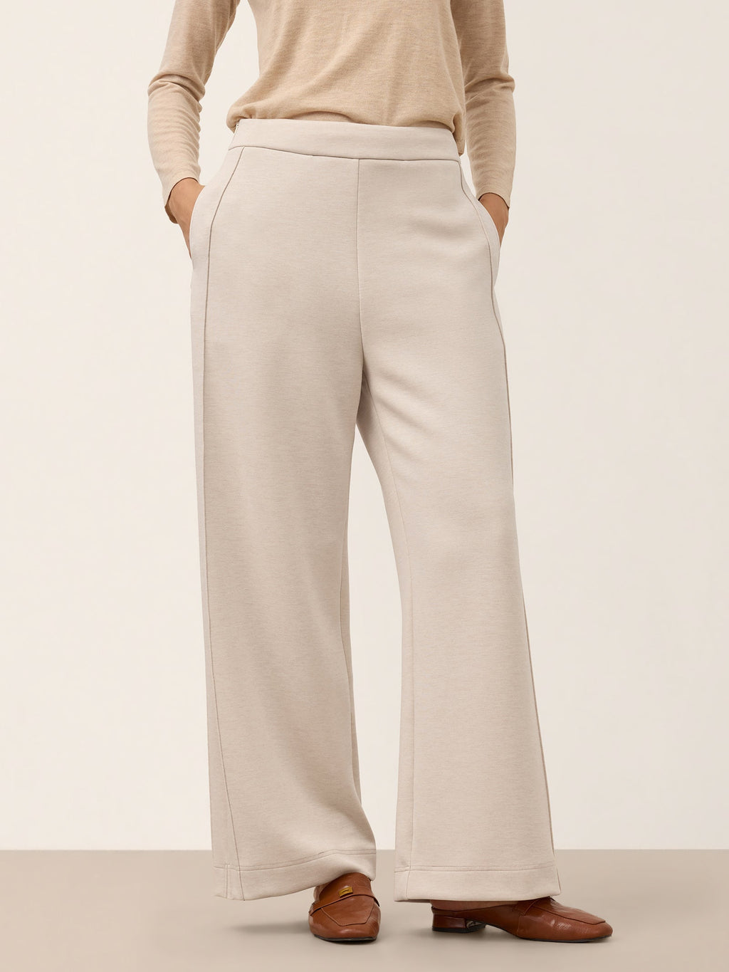 Lyocell Wool Mid Rise Sculpted Seam Straight Leg Pants RAVELLA