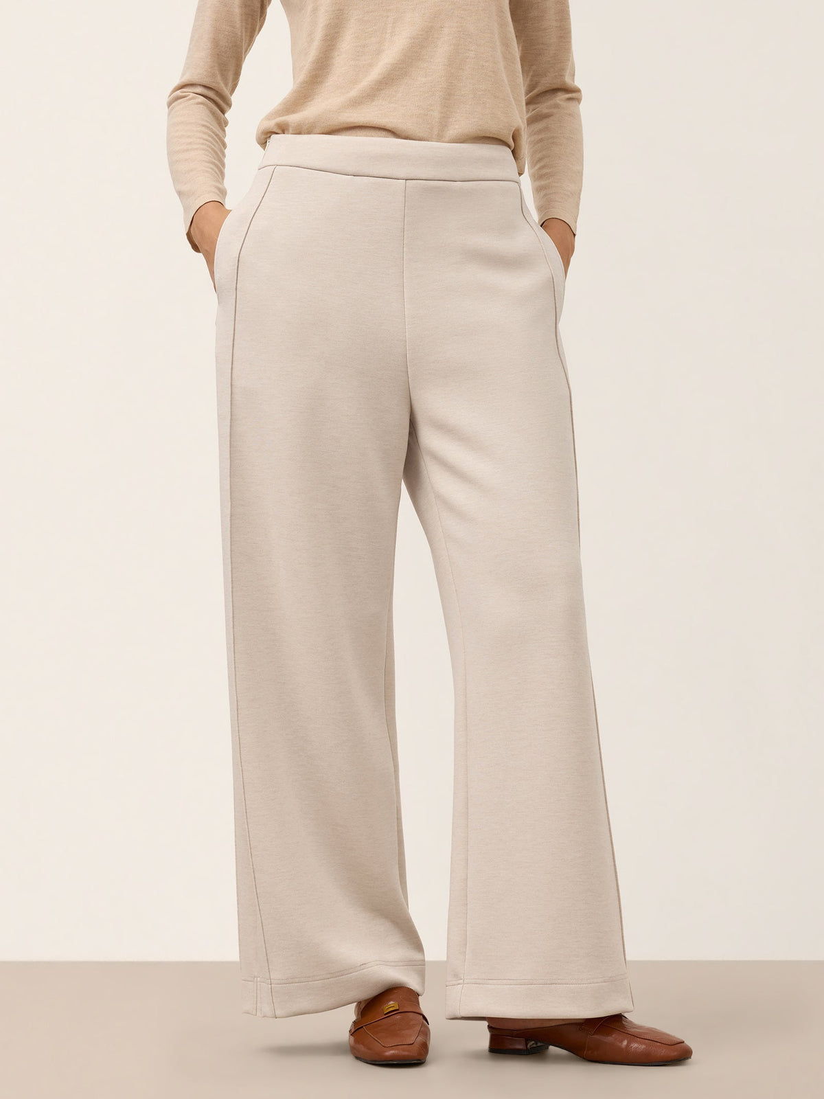 Lyocell Wool Mid Rise Sculpted Seam Straight Leg Pants RAVELLA