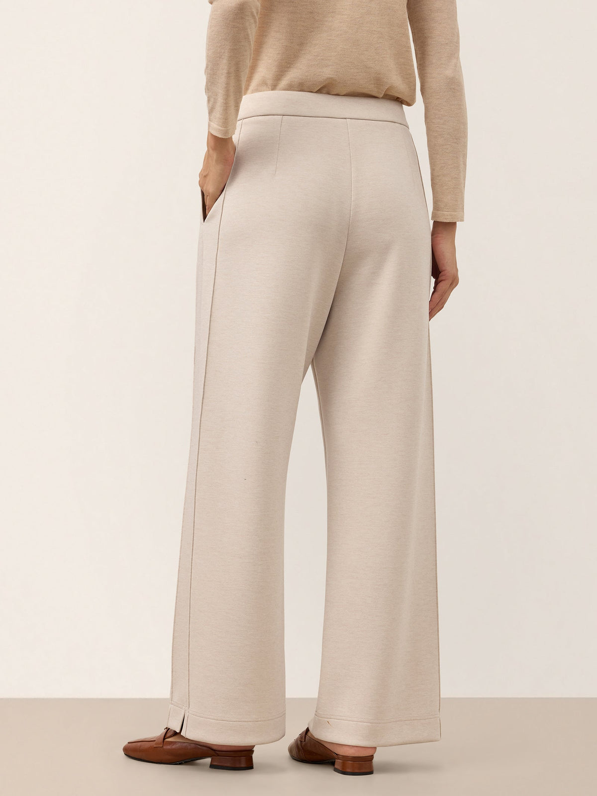 Lyocell Wool Mid Rise Sculpted Seam Straight Leg Pants RAVELLA