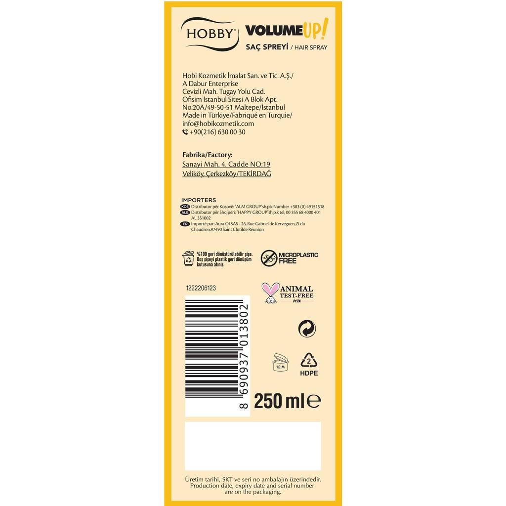 Hobby Volume Up Hair Spray for Voluminous Hold 250ml