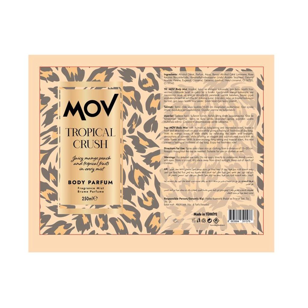 Mov Tropical Crush Body Mist for Refreshing Hydration 250 ml