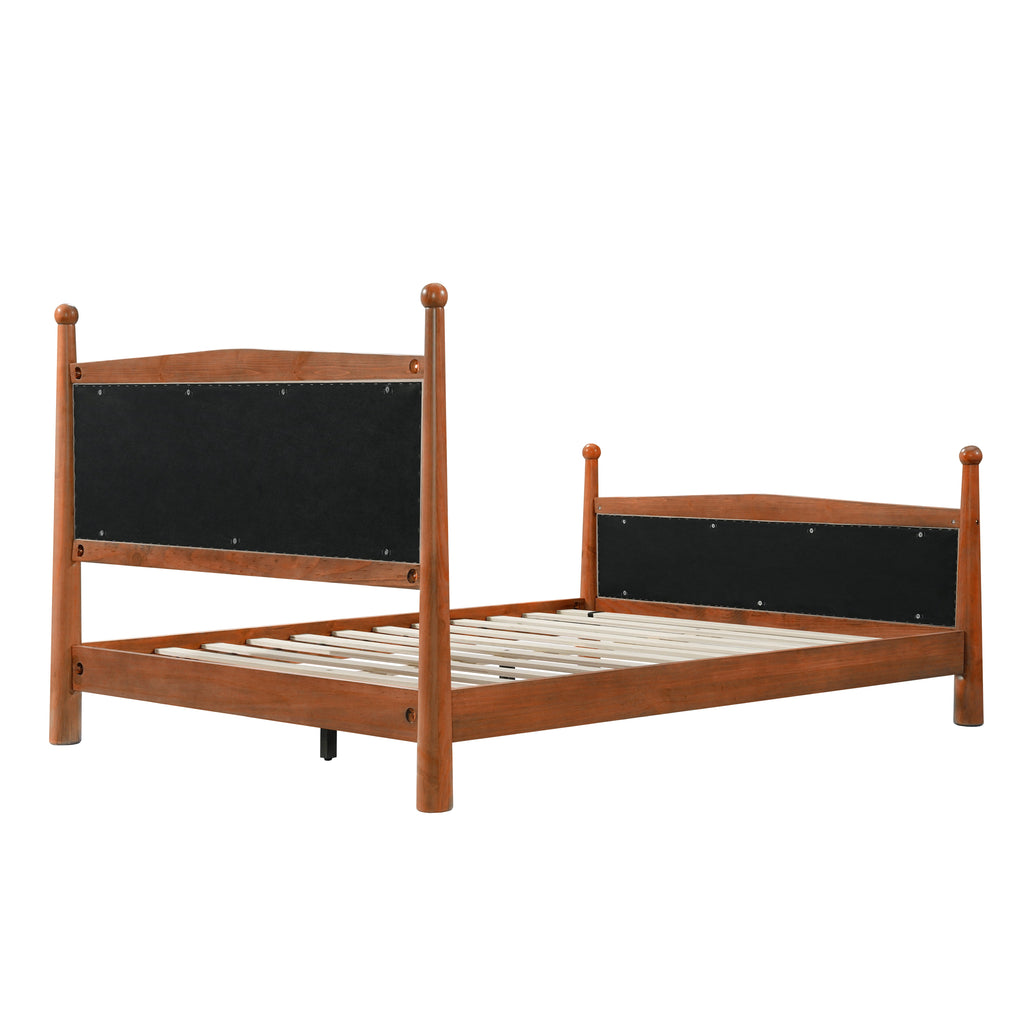 Queen Size Upholstered Platform Bed Frame with Wooden Slat Support