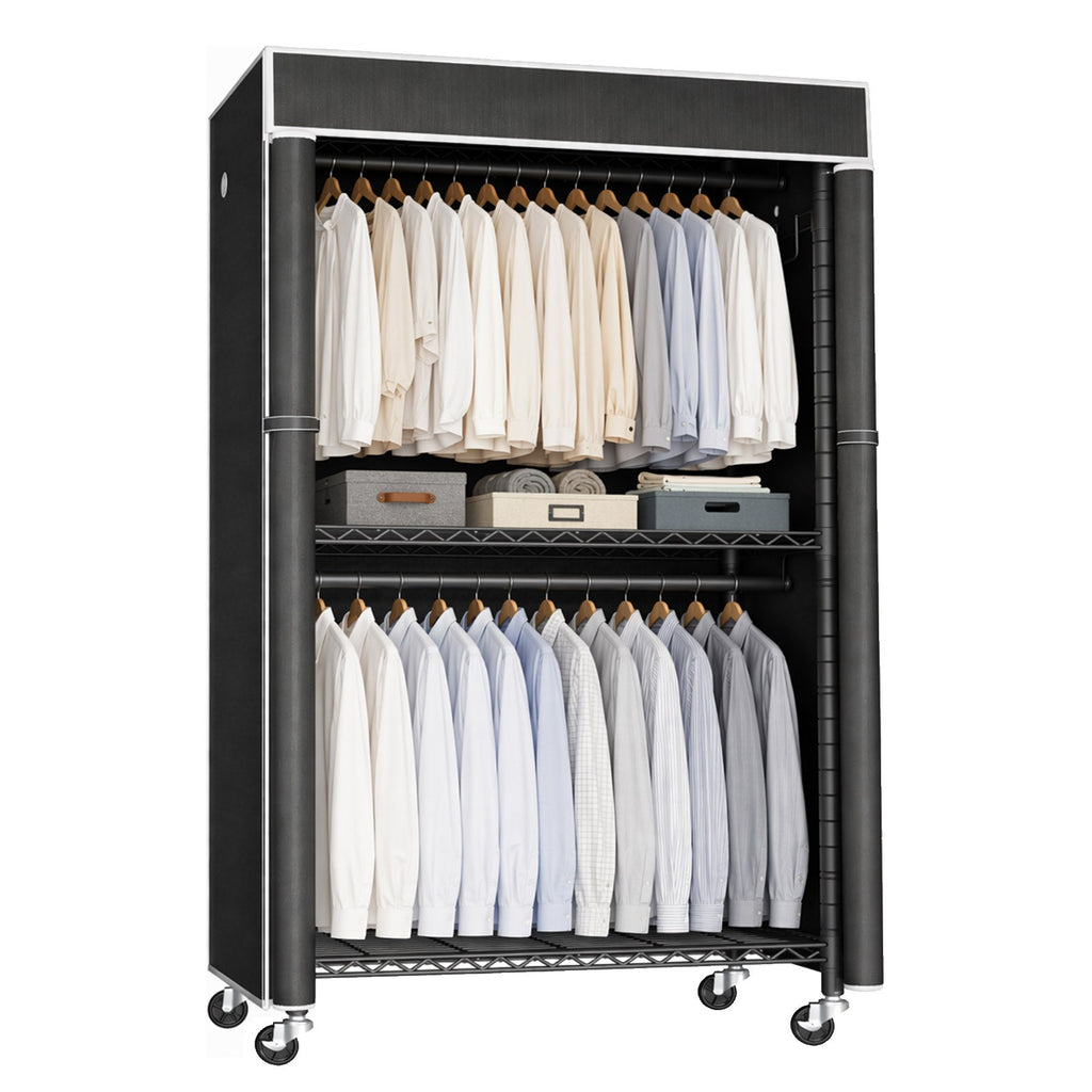 Freestanding Garment Rack with Dust Cover