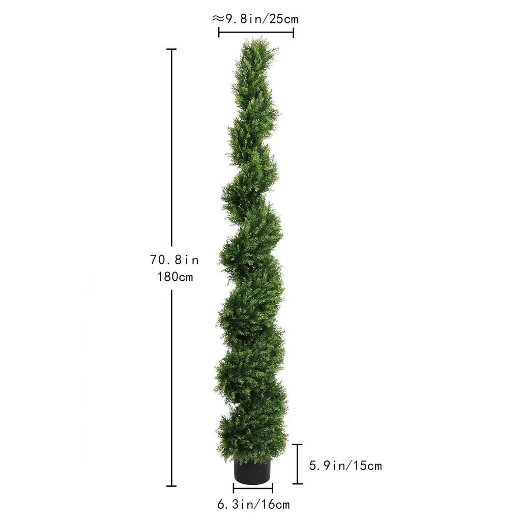 6FT Two-Tone Spiral-Shaped Potted Cedar Tree Set