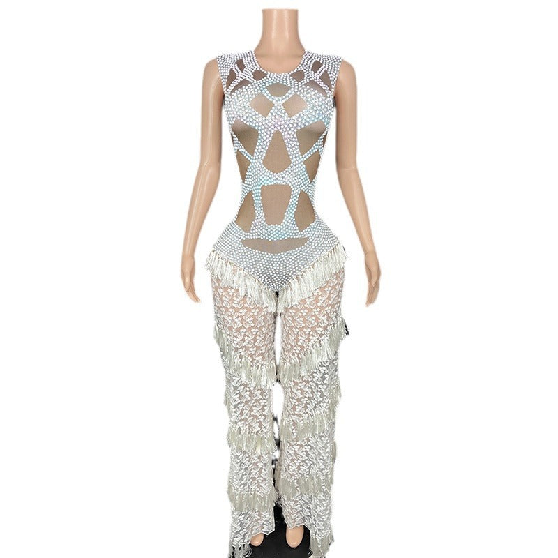 Sleeveless Lace Bodycon Jumpsuit For Women