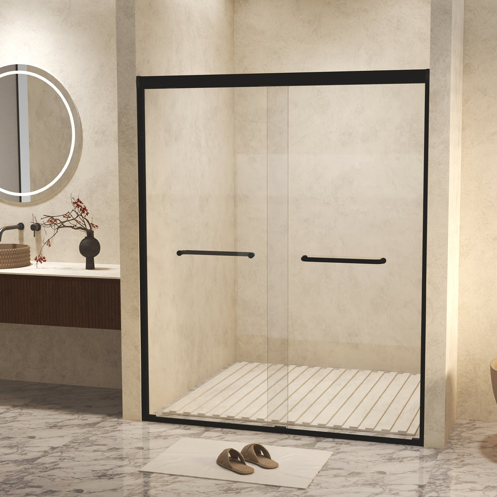Matte Black Double Sliding Shower Door - 56-60" x 72"