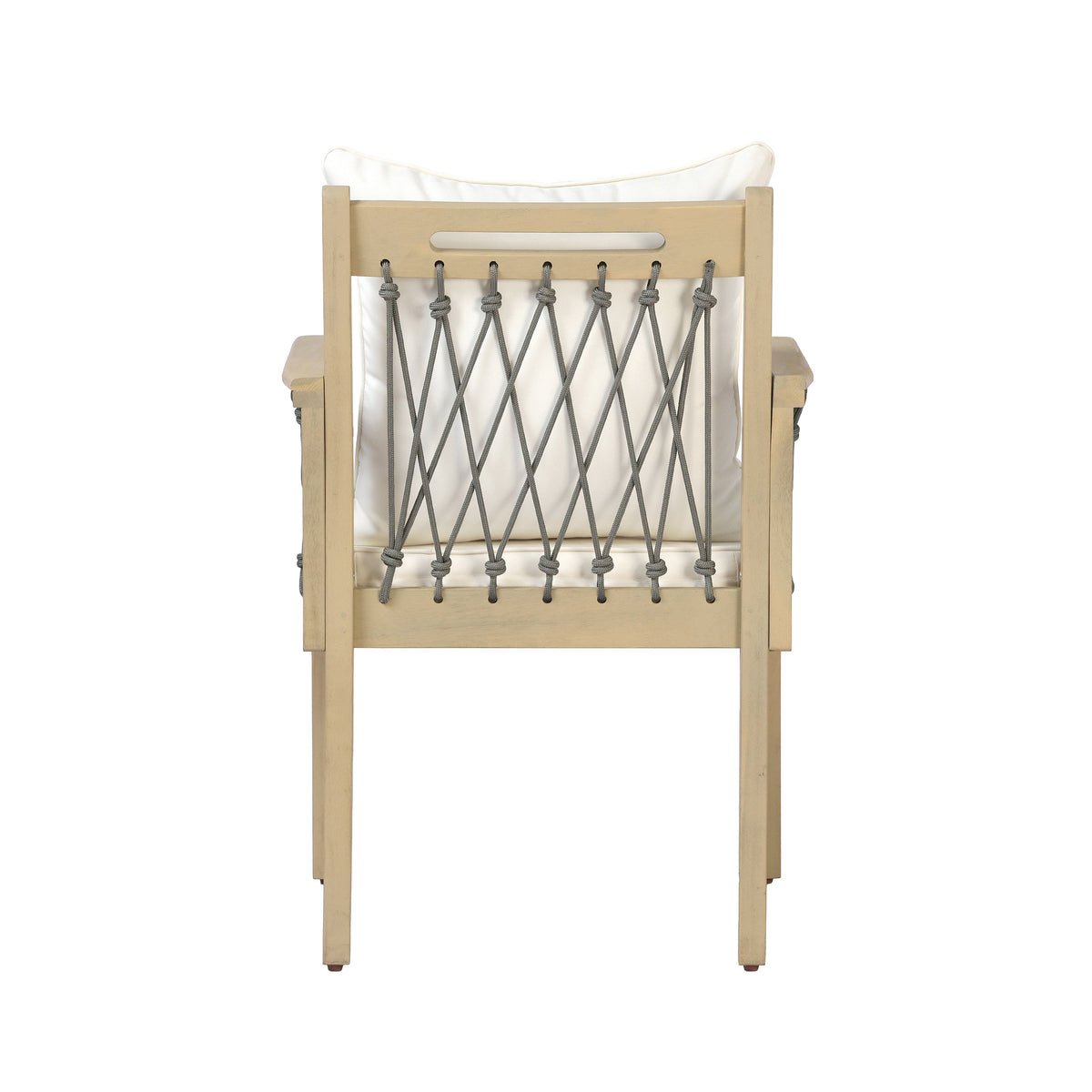 Outdoor Patio Acacia Wood Chairs With Woven Rope Arms (Set of 2)