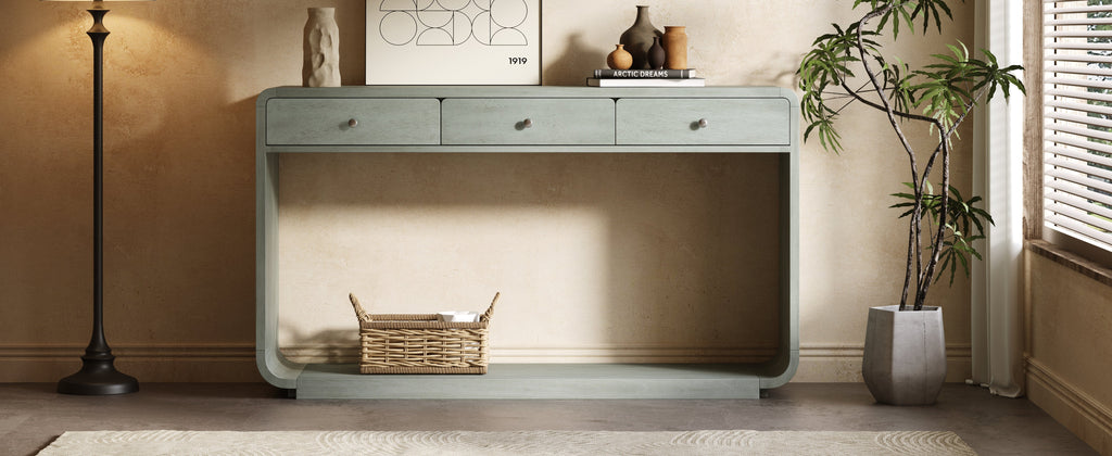 Antique-Style Console Table with 3 Storage Drawers