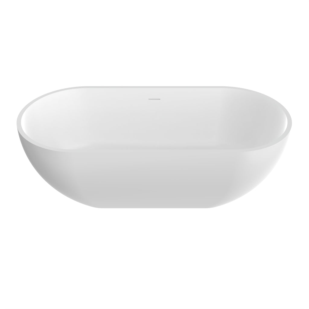 63 Inch Artificial Stone Solid Surface Oval Shape Freestanding Bathtub