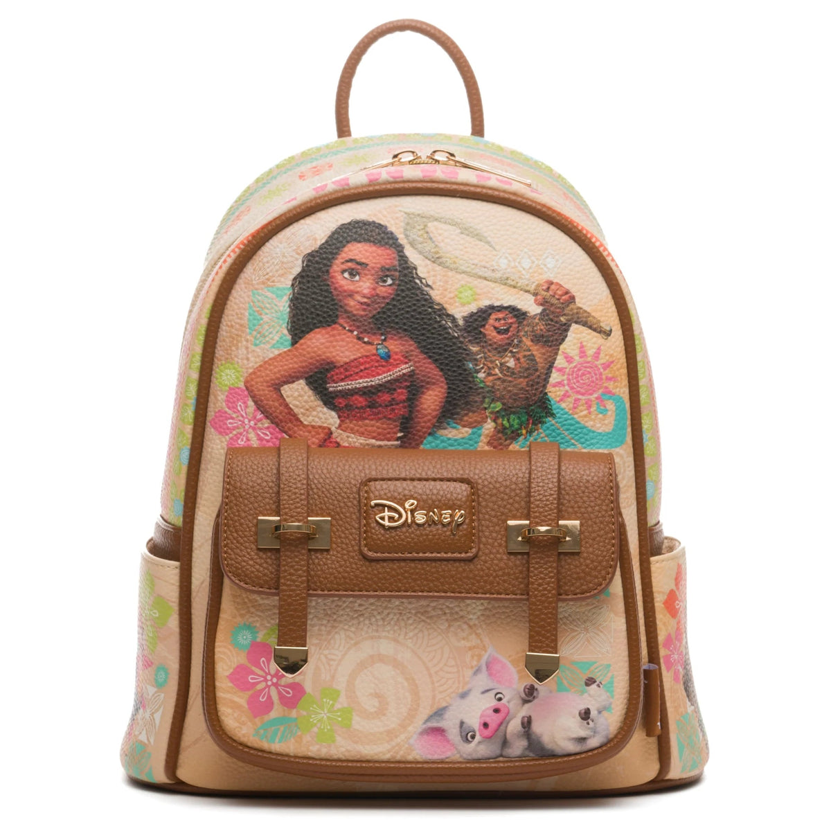 Disney Moana And Maui 11" Vegan Leather Mini Backpack With Dust Cover