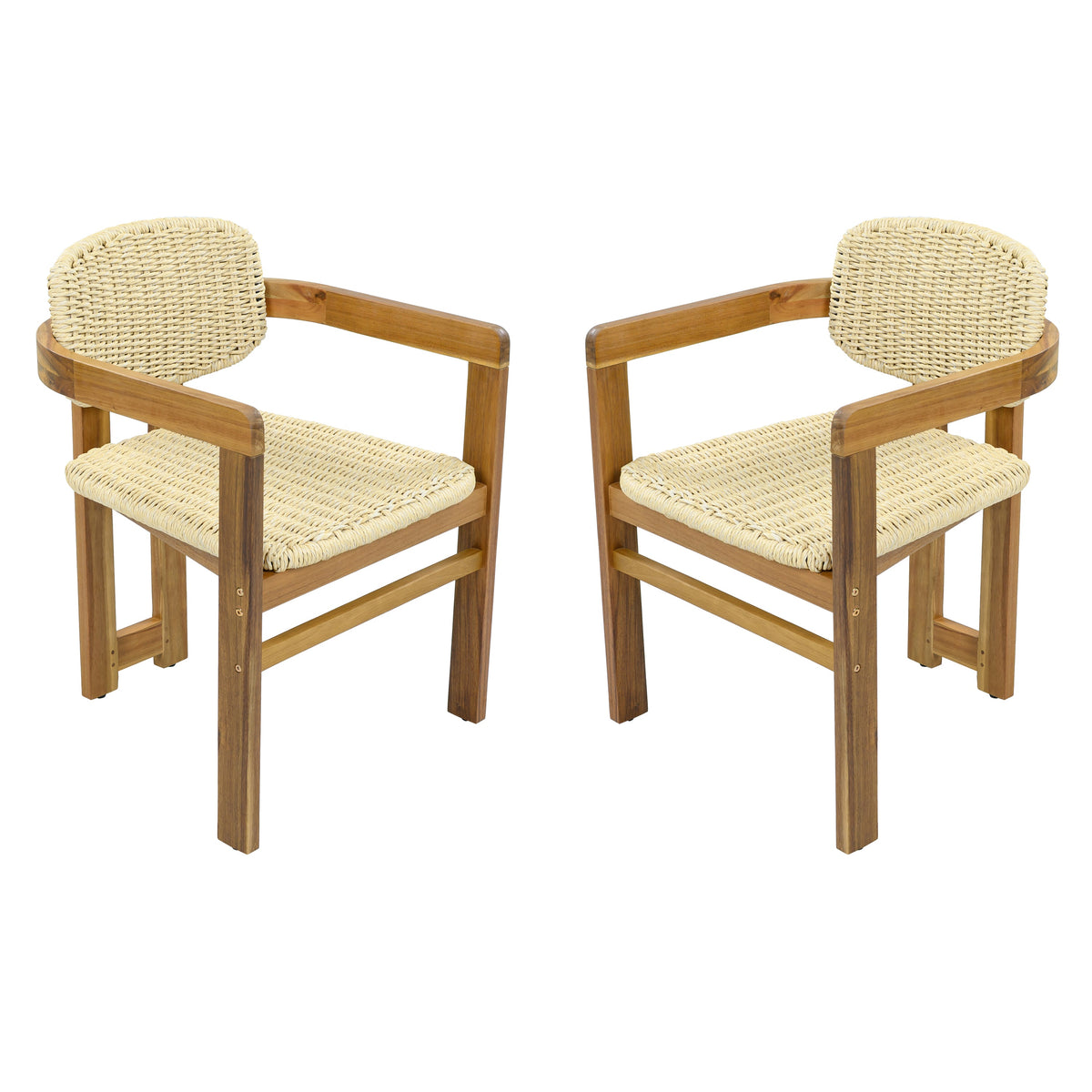 Outdoor Woven Rattan Chair Set - Two Accent Chairs