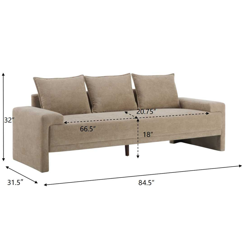 Algora 84.5 in. 3 Seater Modern Upholstered Velvet Sofa