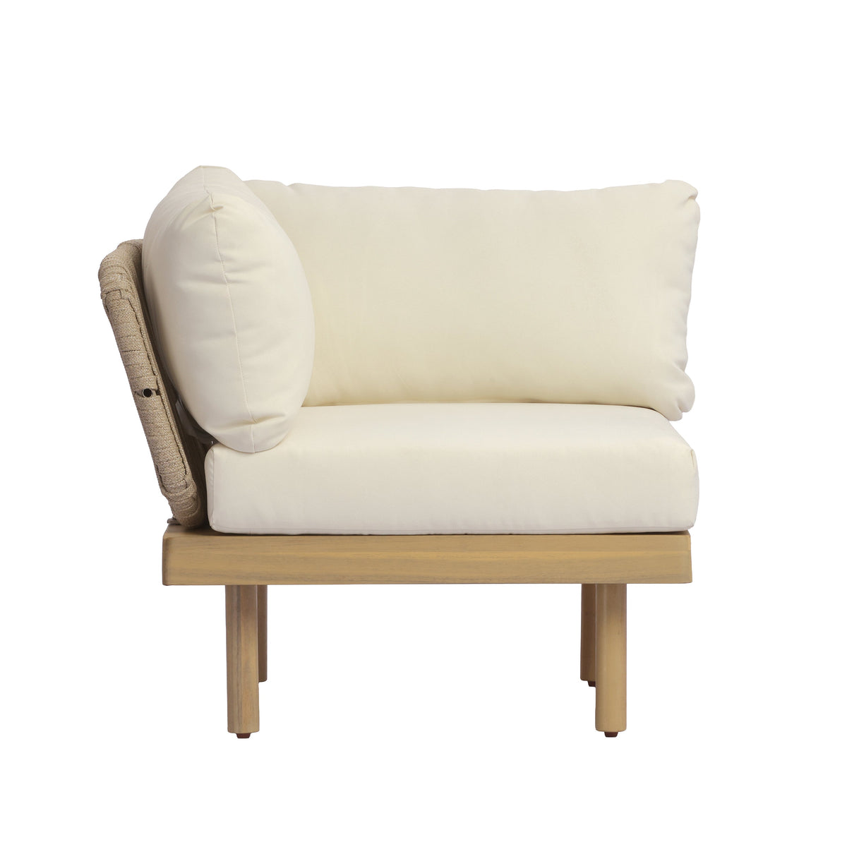 4-Piece Acacia Wood Outdoor Sofa Set with Rope Back