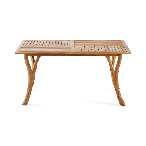 Outdoor 59 Inch Rectangular Solid Wood Dining Table - Teak Finish