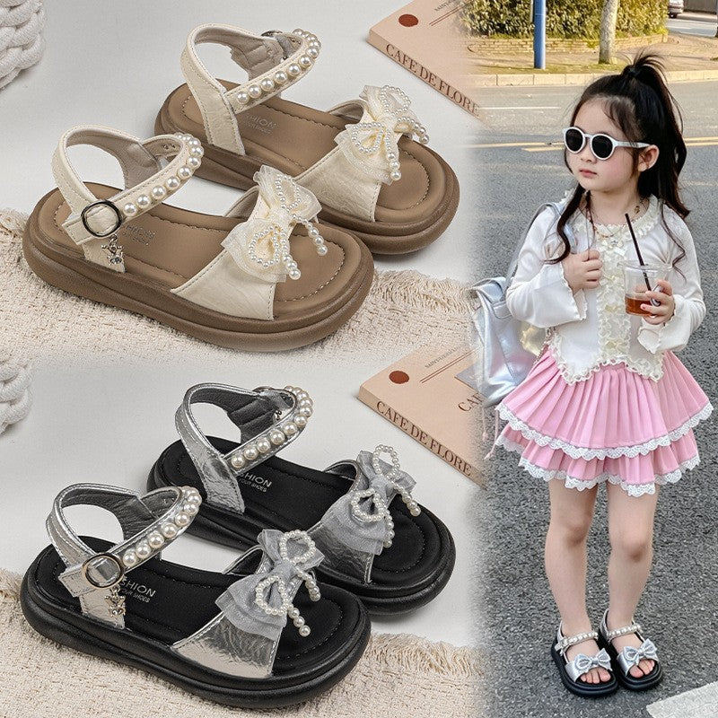 2026 Summer New Kids Sandals, Girls Fashion Versatile Princess Shoes, Stylish Soft Sole Beach Flat Shoes For Girls