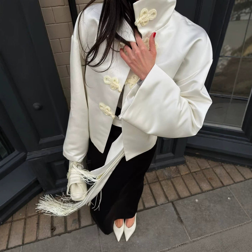 Vintage Stand-collar Handcrafted Knot-button Jacket