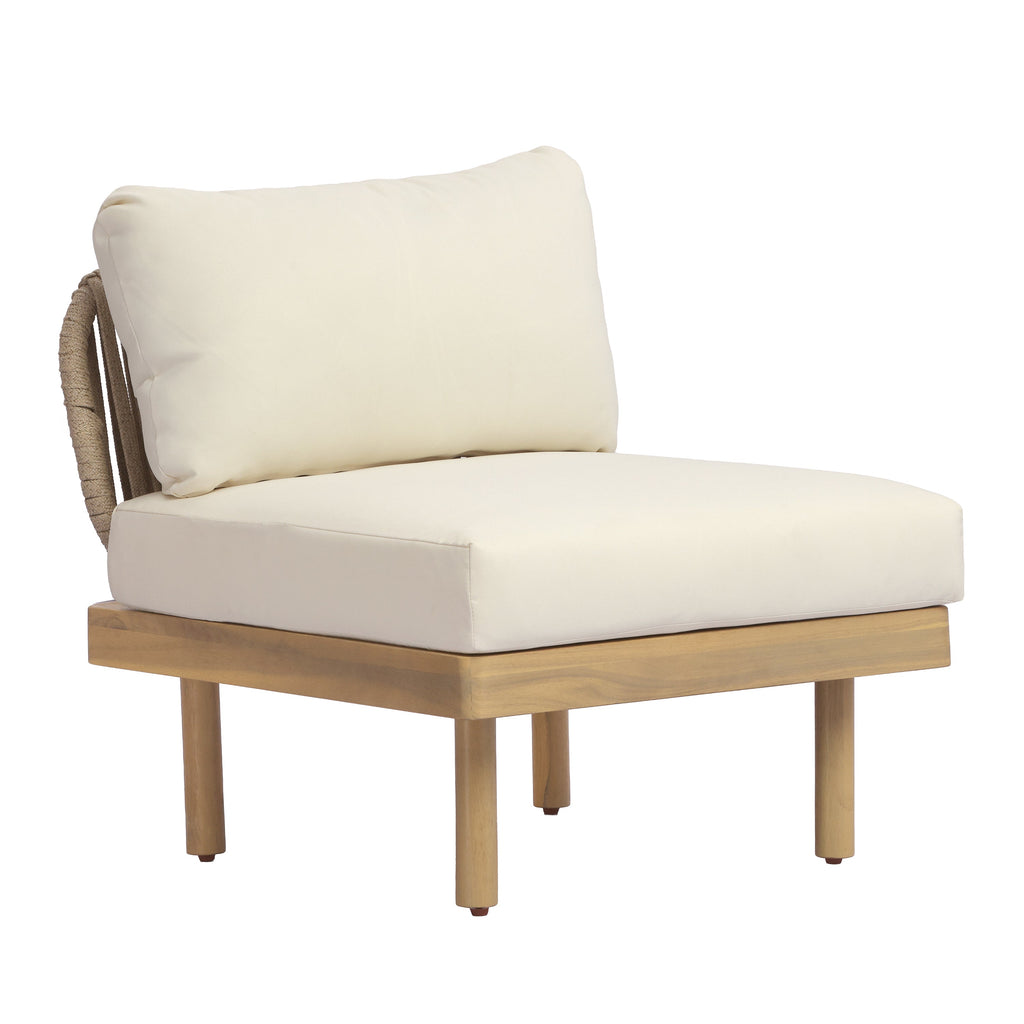 4-Piece Acacia Wood Outdoor Sofa Set with Rope Back & Weather-Resistant Cushions