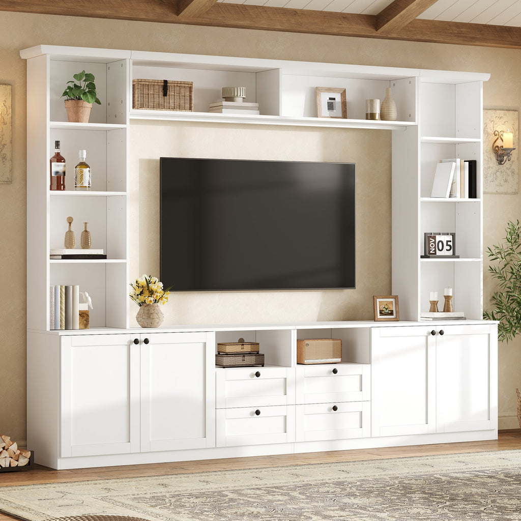 Farmhouse Elegant Entertainment Center Wall Unit