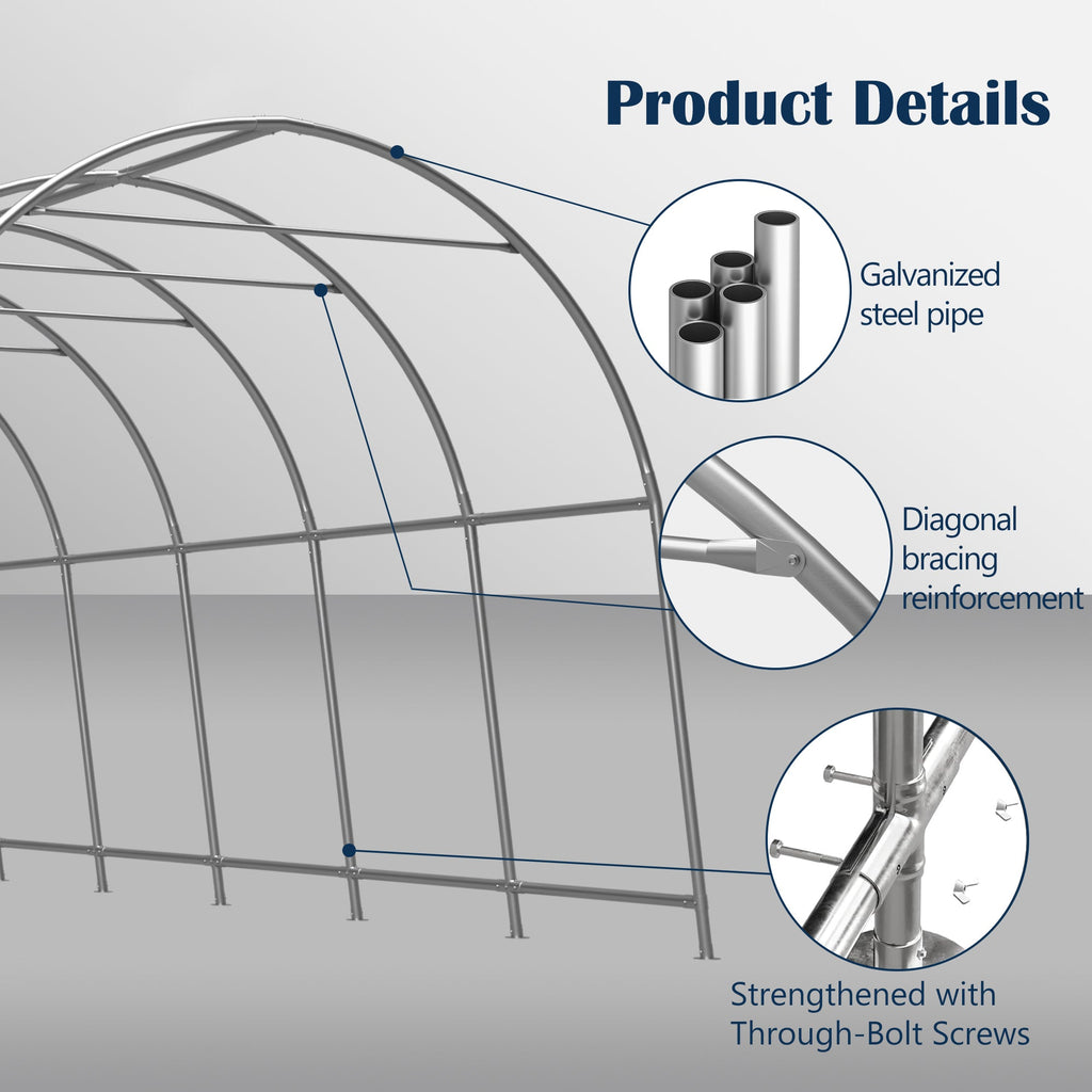 Heavy-Duty 12x20 FT Carport Canopy
