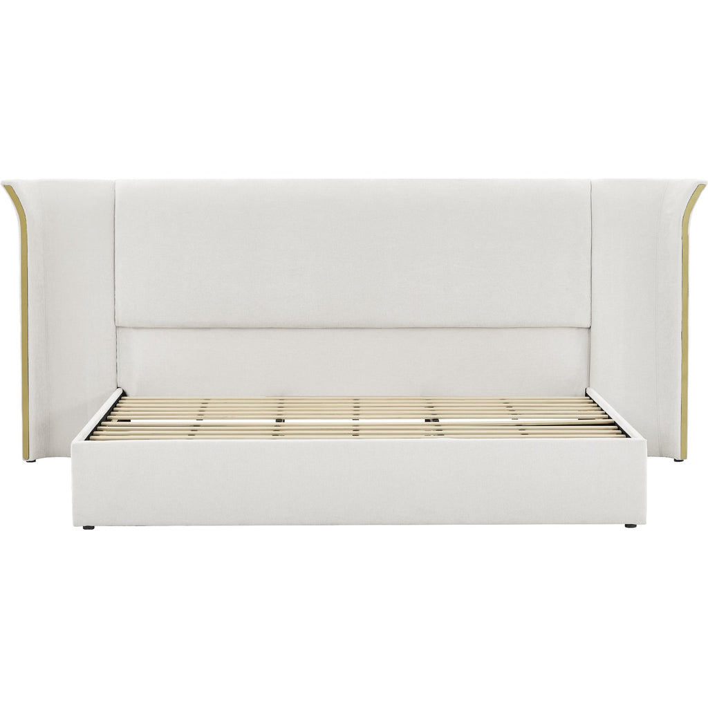 King Size Luxury Wing‑Back Upholstered Bed Frame
