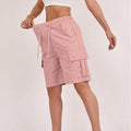 Womens High-waisted Casual Fashion Shorts With Pockets Buttons And A Drawstring