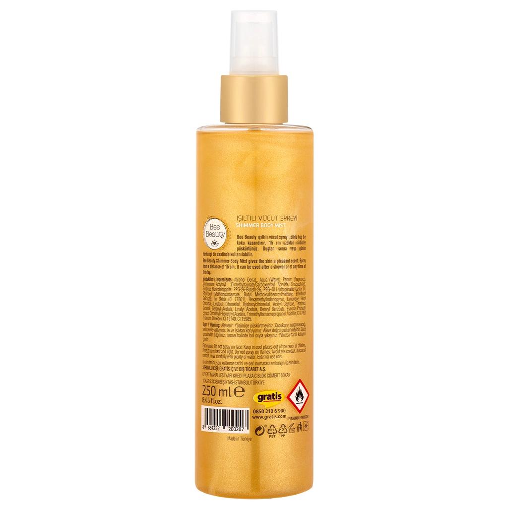 Bee Beauty Gold Shimmer Body Spray for Radiant Glow 250 ml