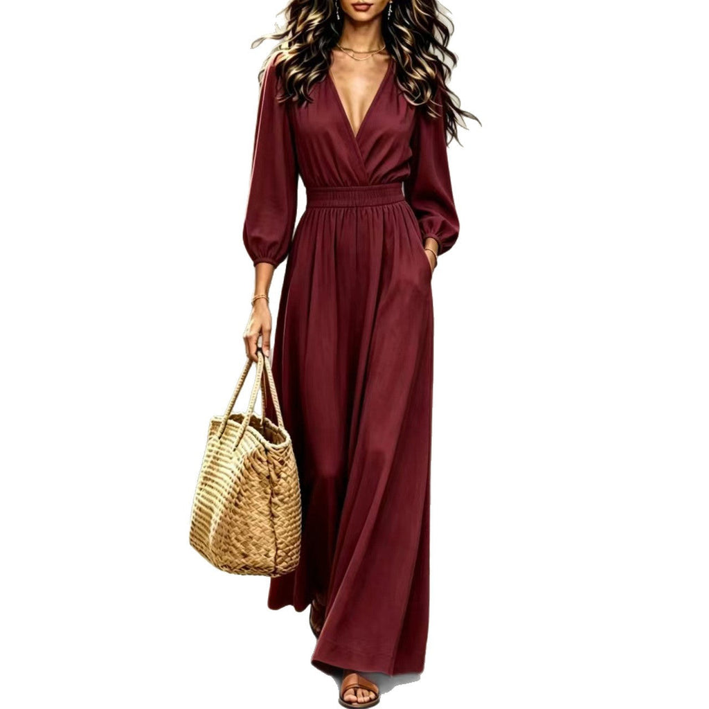 Commuter-style V-neck Womens Jumpsuit
