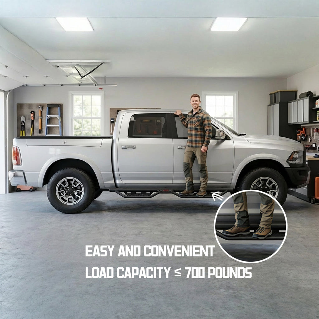 Heavy-Duty Steel Dual Stair Running Boards for Dodge Ram