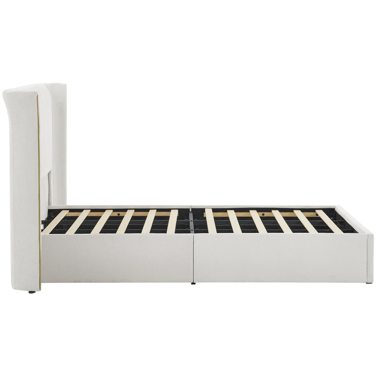 King Size Luxury Wing‑Back Upholstered Bed Frame